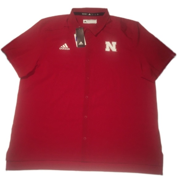 adidas Other - Adidas Men’s Nebraska Cornhusker Collegiate Short Sleeve Button Up Shirt Size XL